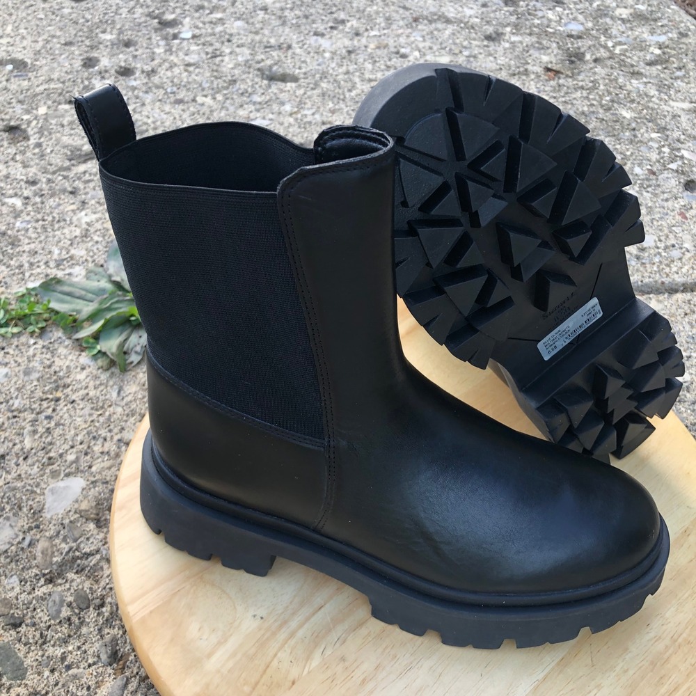 Schutz Chelsea Boots Black Womens 6.5 Chunky Grunge Billie Casual Thursday Biker - Picture 3 of 13